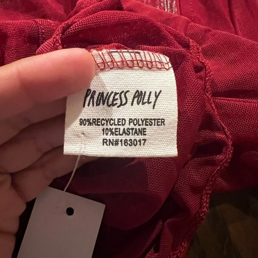 Princess Polly Leonie Mesh Bodysuit Burgundy Sz US 10Sheer Underwire Long Sleeve - Picture 11 of 13